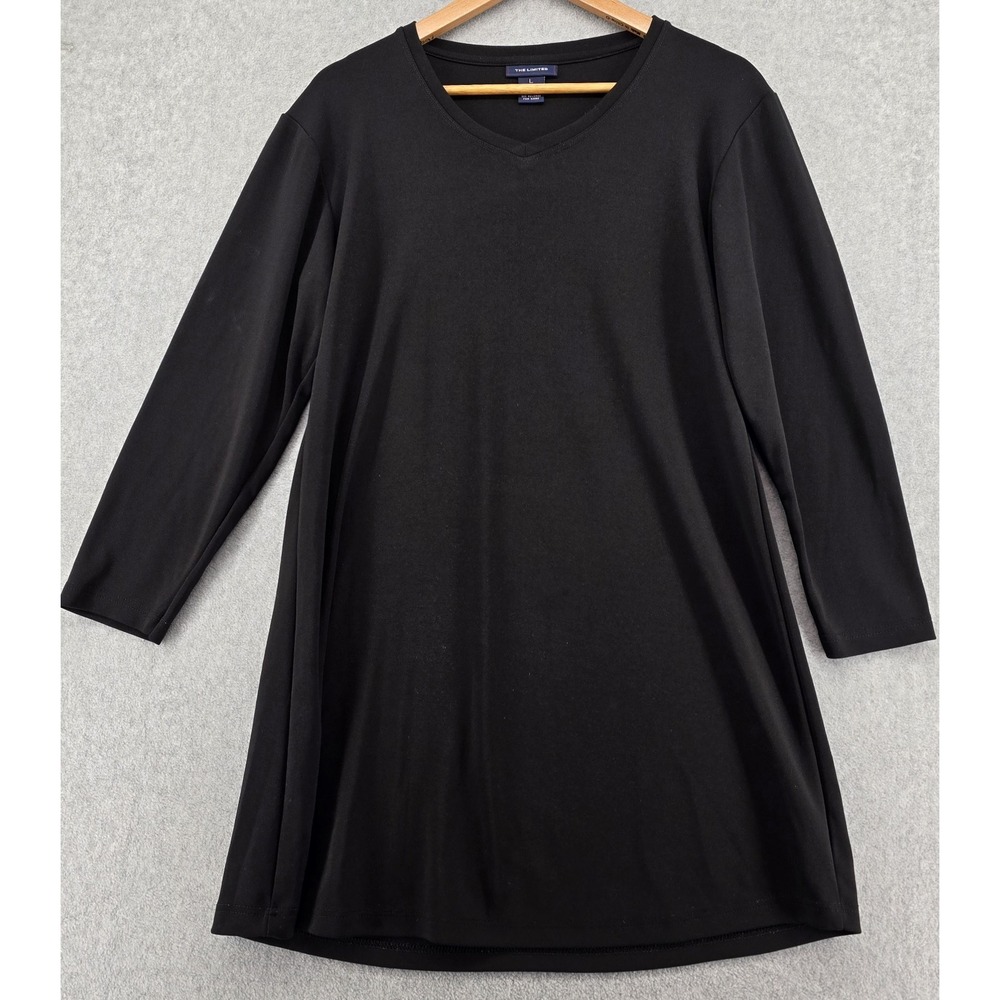 The Limited Black Jersey Shift Dress Womens L Long Sleeve‎ Short Vtg 90s Y2K